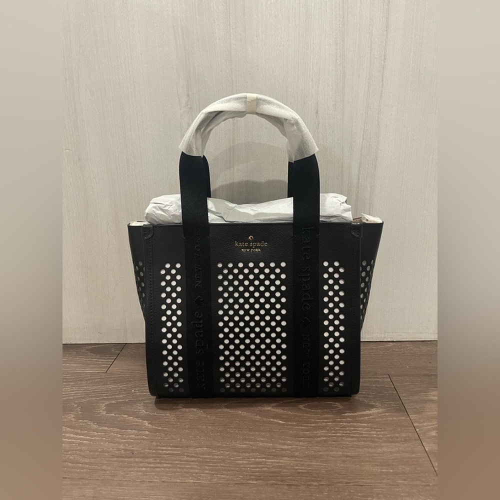 Kate Spade Kip Perforated Leather Small Tote - Black